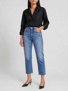 Levi’s Wedgie Straight Jeans Jive Sound Cropped Button Fly 27